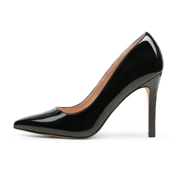 Stiletto Pointed Toe Pumps - BLACK PAT - 1